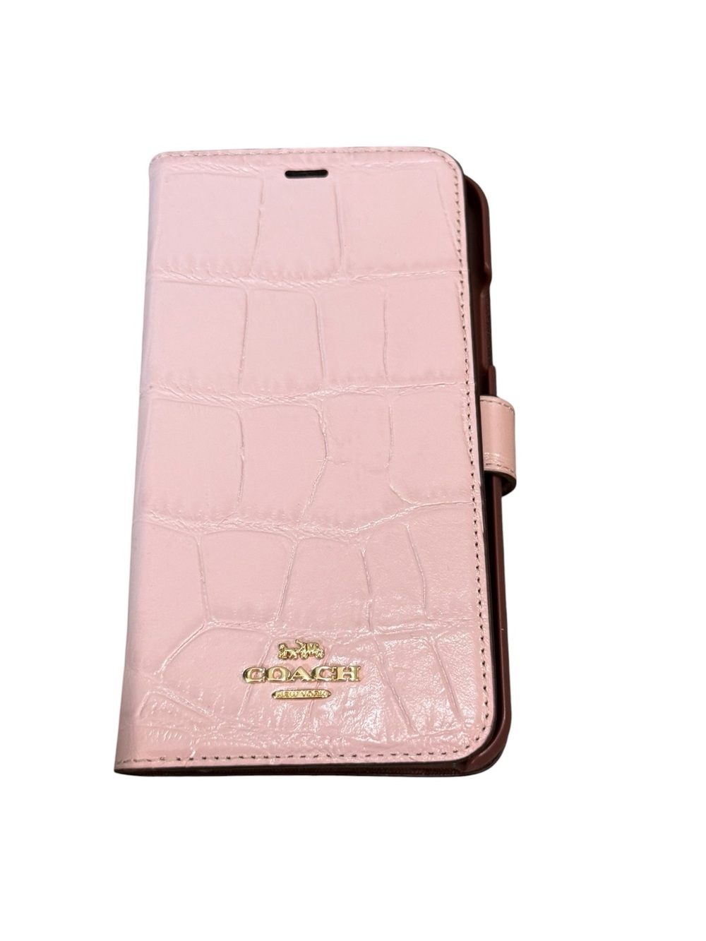 COACH Pink Croc-Embossed Leather Folio IPhone X Case